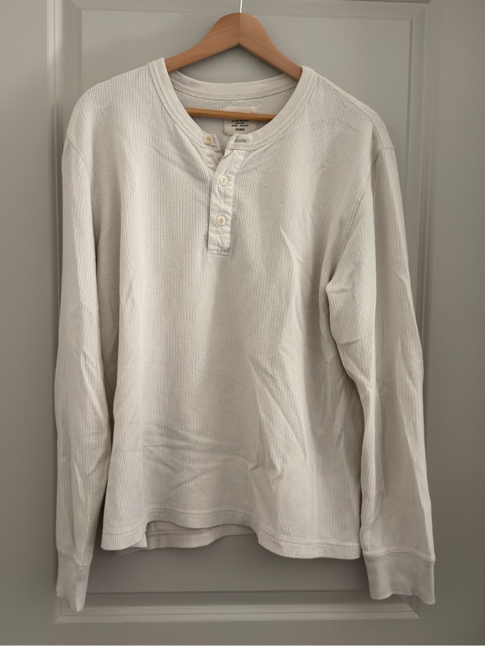 Buck Mason Cream Thermal Henley Long-Sleeve Shirt